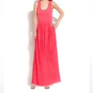 NWT $119 Calvin Klein Red Knit Pleated Maxi Dress Sz.M